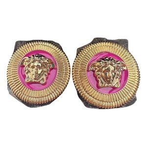 Versace Gold and Pink Medusa Earrings
